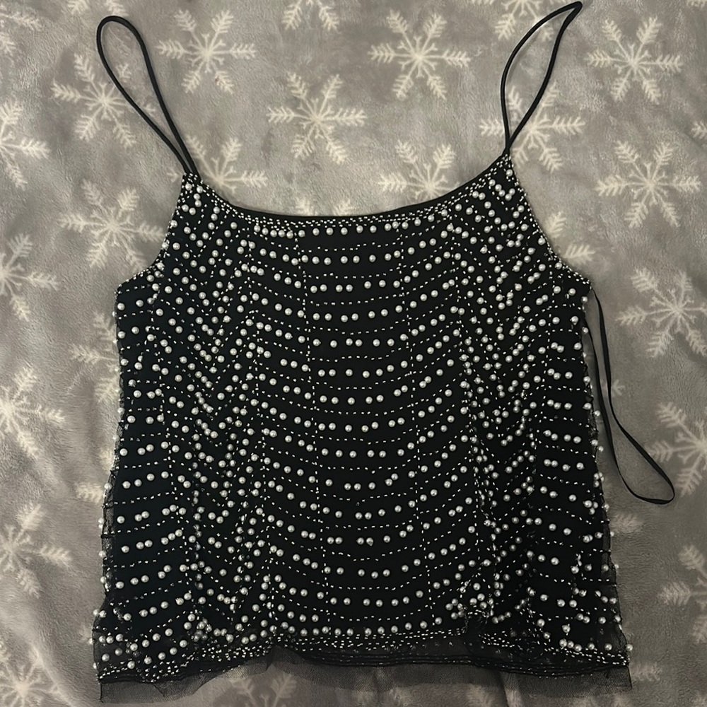 Endless Rose Black Silver Embellished Camisole